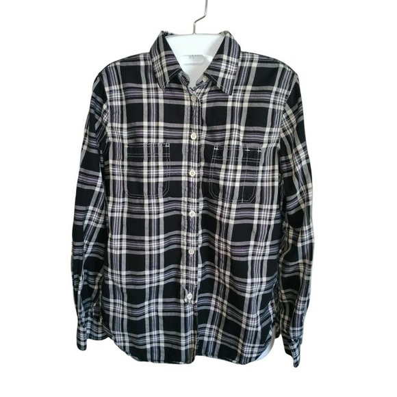 Lauren Ralph Lauren Black/White Plaid Button Up Roll Tab Shirt Size XS - Picture 1 of 8